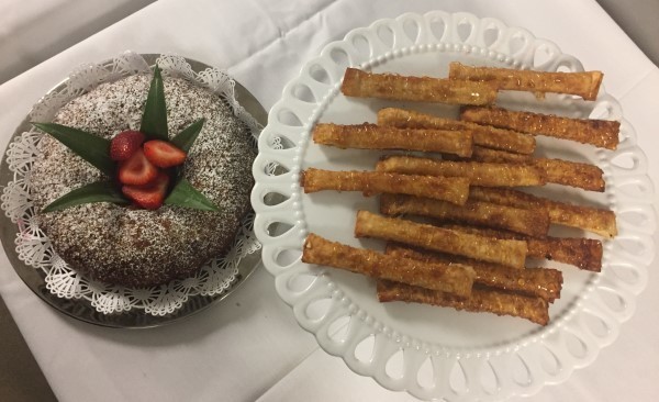 Sweet treats include honey cake, left, and Moroccan cigars.