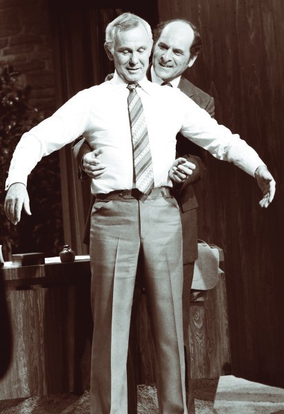 Dr. Henry Heimlich demonstrating his famous eponymous maneuver on Johnny Carson, April 4, 1979.