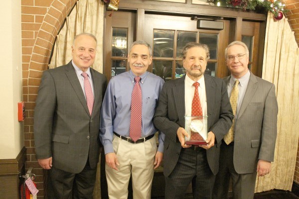 Pictured here at the event (from left to right) are: John Holiver, CEO, CharterCARE Health Care; Dr. Joseph Mazza, medical staff president; Dr. Peter DeBlasio; and David Kobis, president of Fatima Hospital.