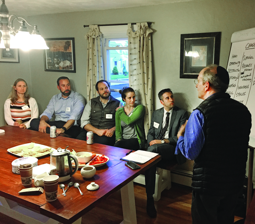 Future Jewish community leaders meet with Rabbi Josh Elkin.