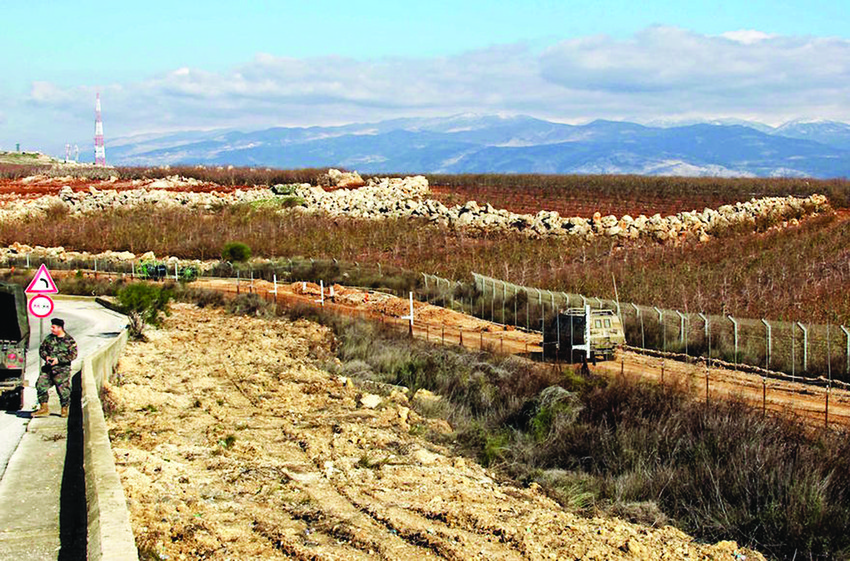 A view of the border between Lebanon, left, and Israel near the village of Kfar Kila, Feb. 7, 2018.