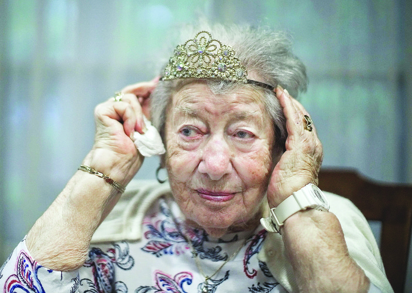 Goldie Greene with her crown.