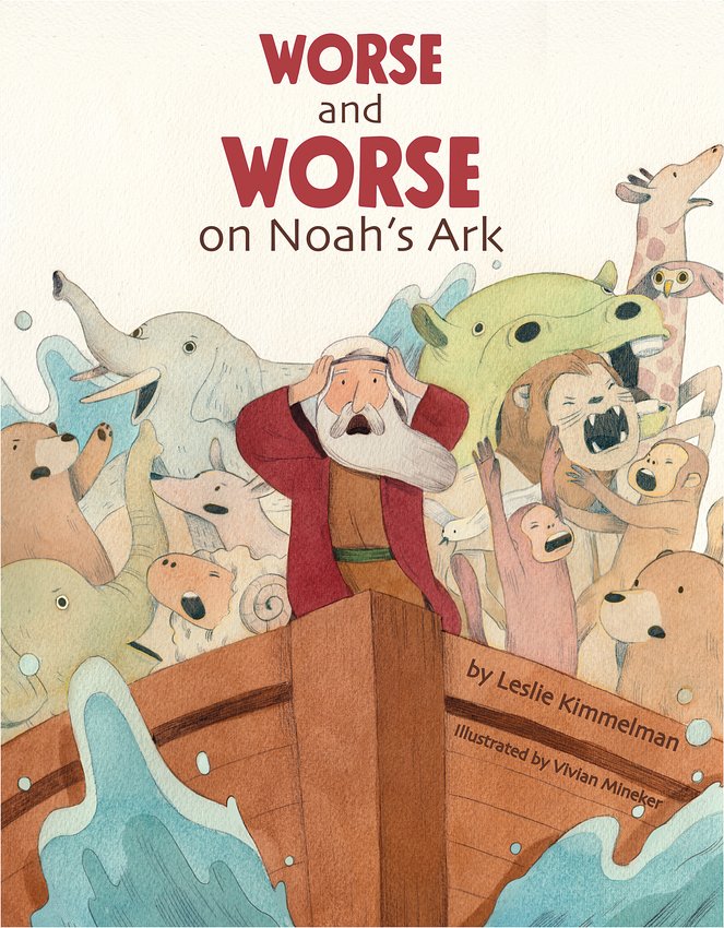 &ldquo;Worse and Worse on Noah&rsquo;s Ark&rdquo;    Leslie Kimmelman;   illustrated by Vivian Mineker  Apples &amp; Honey Press;   ages 4 to 8  In this upbeat spin on the biblical story of Noah&rsquo;s Ark, award-winning author Leslie Kimmelman infuses a kid-friendly Jewish sense of humor. The story imagines how bad things can get when Noah and his family shelter through 40 days of the biblical flood in the ark&rsquo;s crowded quarters along with pairs of all their animal friends.&nbsp; The story of Noah is read aloud from the Torah in the synagogue two weeks after Simchat Torah.  In &ldquo;Worse and Worse,&rdquo; the animals get seasick, peacocks bicker with the zebras and the skunks make quite a stink. As the troubles amass, Noah&rsquo;s wife and sons complain, &ldquo;Could things get any worse?&rdquo; &ndash; a refrain that kids can repeat page after page.  Just when readers think the kvetching will never stop, Noah gets the crew working together to fix a leak that threatens them all. They begin to cooperate and care for each other.  Kids will dive in to Mineker&rsquo;s cartoon-like illustrations of zebras, parrots, growling lions and sloths hanging upside down. An author&rsquo;s note prompts conversation about empathy.