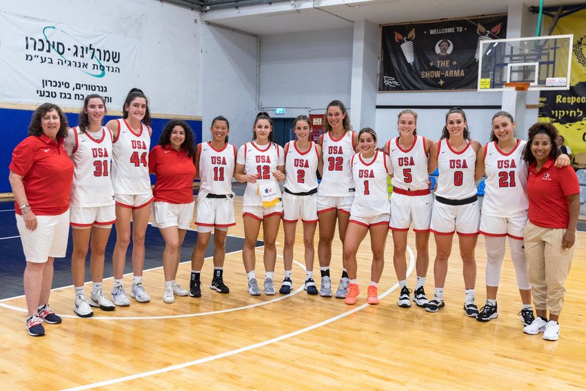 The Maccabi USA women&rsquo;s basketball team including the writer.