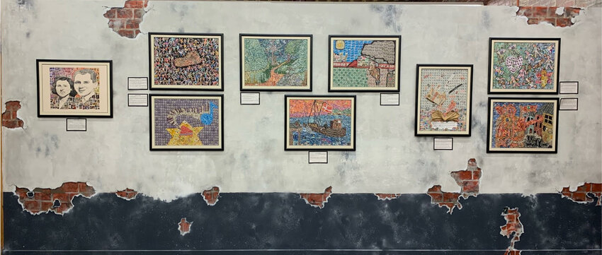 Collages created by the stamps collected as part of the Foxboro Regional Charter School&rsquo;s Holocaust Stamps Project are part of the new exhibit at the   American Philatelic Center in Bellefonte, Pa.