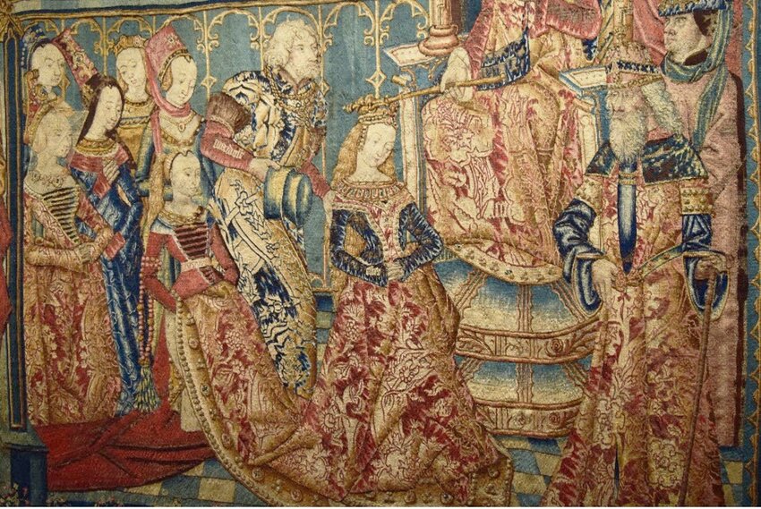 From the Tapestry Series, Esther and Ahasuerus (Panel III), 1490  La Seo Chapterhouse Tapestry Museum, Zaragoza, Spain