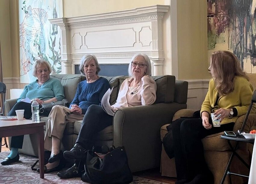 Discussing Hadassah (left to right) : Esta Barcohana, Judy Silverman, Judy Shefshick-Karll, Alyse Teitelbaum.