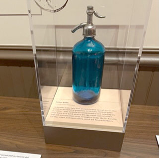 A seltzer bottle from the exhibition.