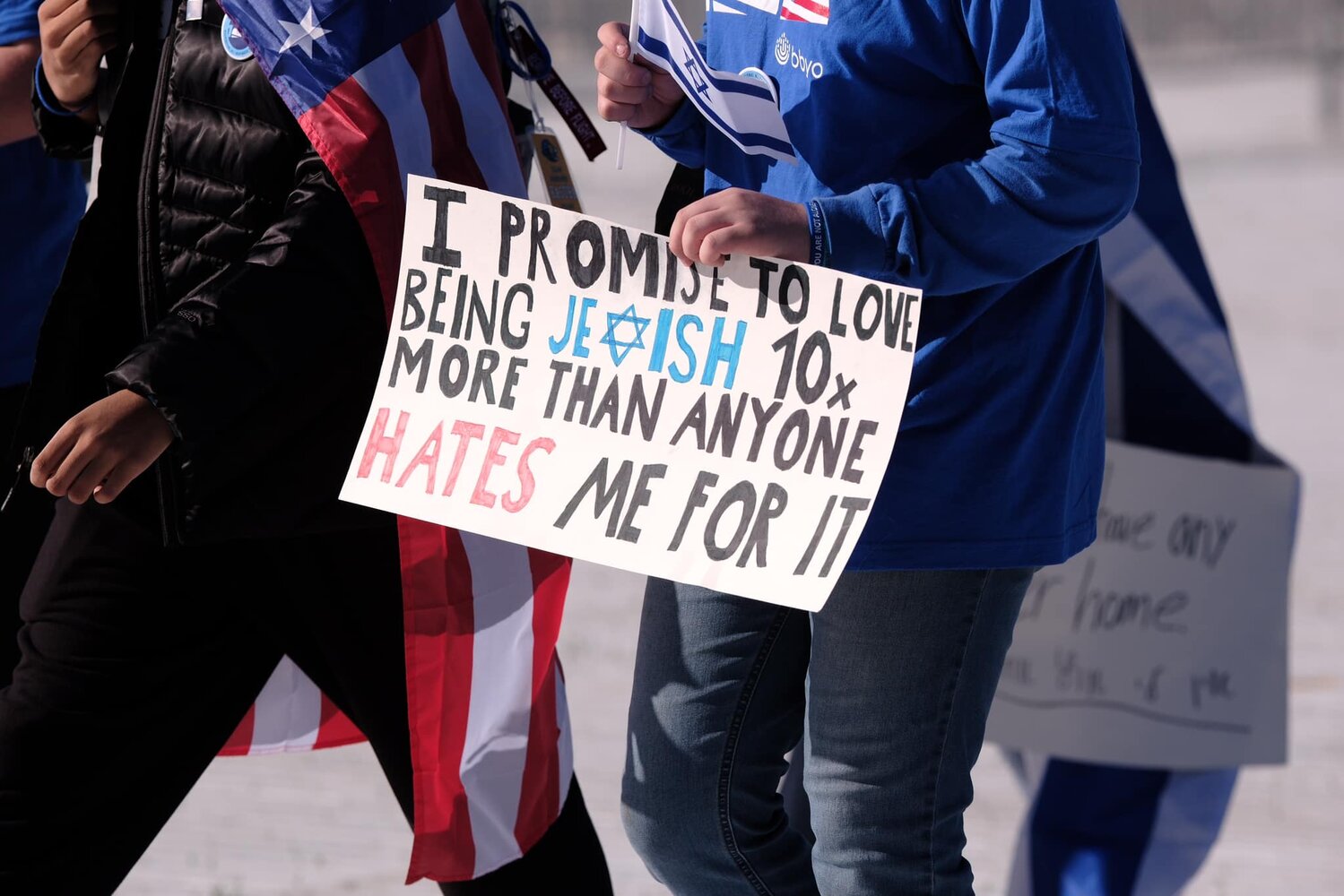 Signs in the crowd at the March for Israel Nov. 14, 2023.