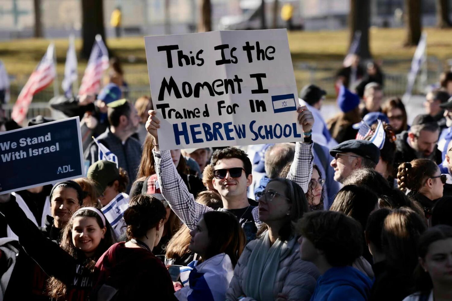 Signs in the crowd at the March for Israel Nov. 14, 2023.