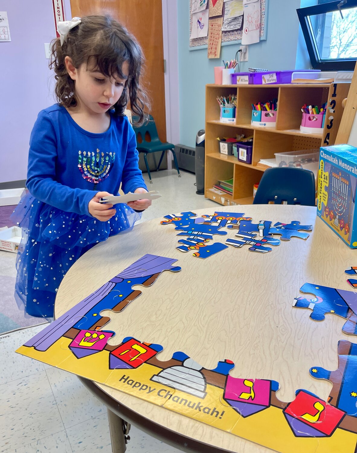 Jewish Community Day School of Rhode Island students enjoy the Festival of Lights during Hanukkah this year. Puzzles, dreidels, storytelling and so much more for a fun-filled eight days.
