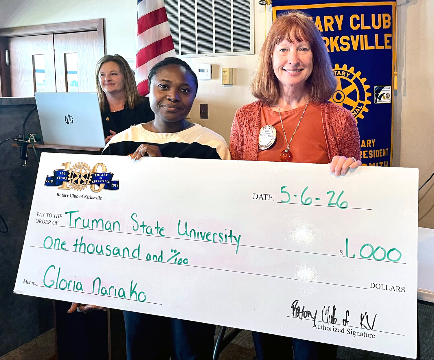 Rotary Club of Kirksville donation helps with tuition