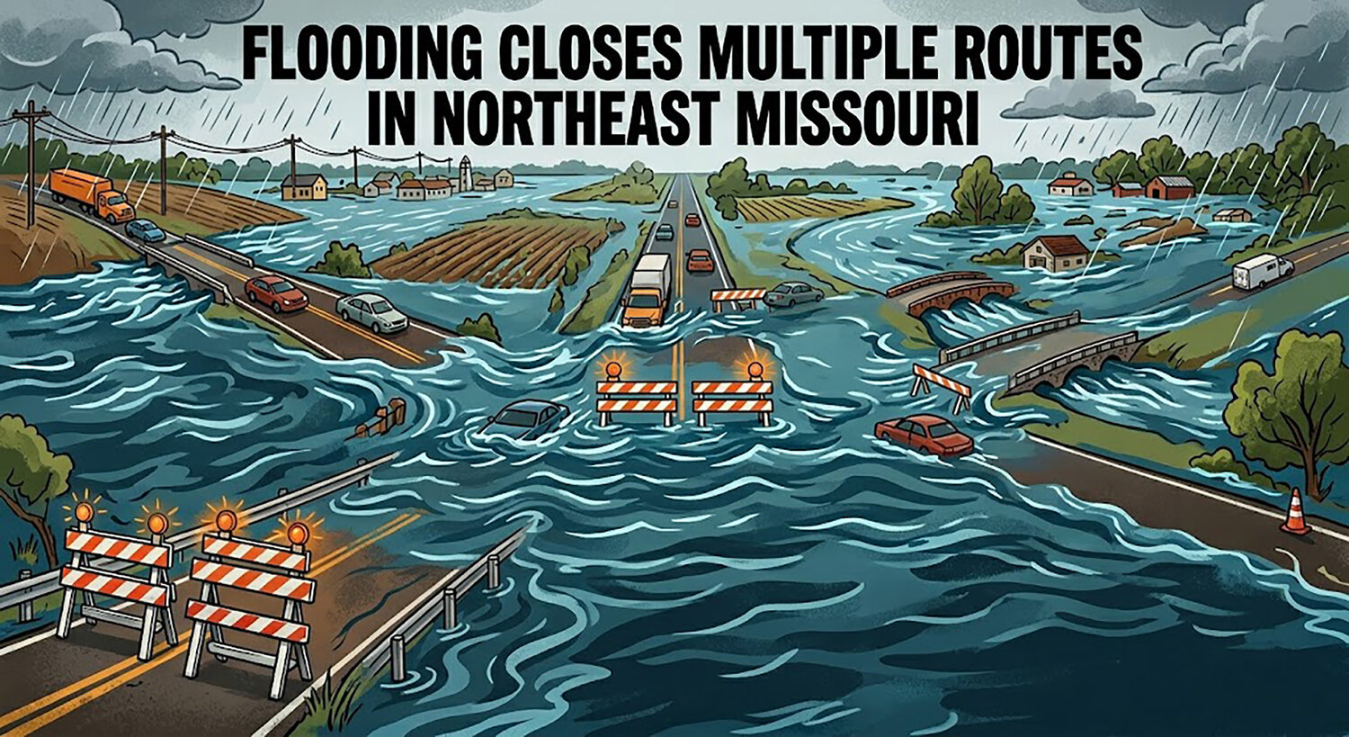 Flooding closes multiple routes in northeast Missouri