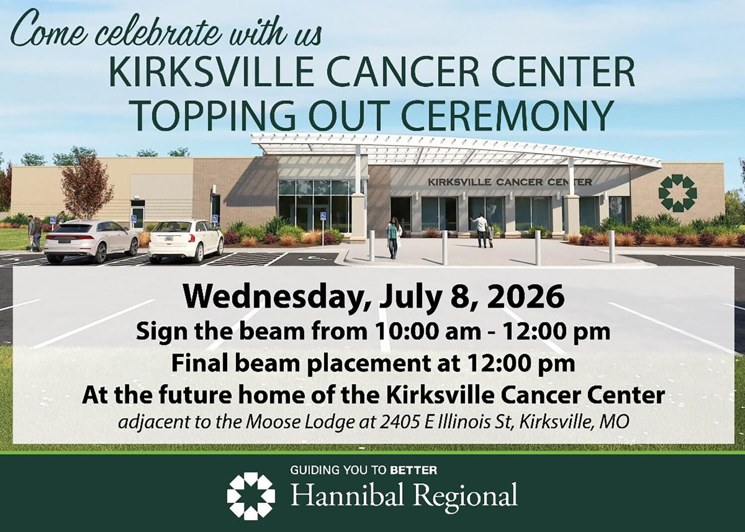 Hannibal Regional announces Topping Out Ceremony for new Kirksville Cancer Center