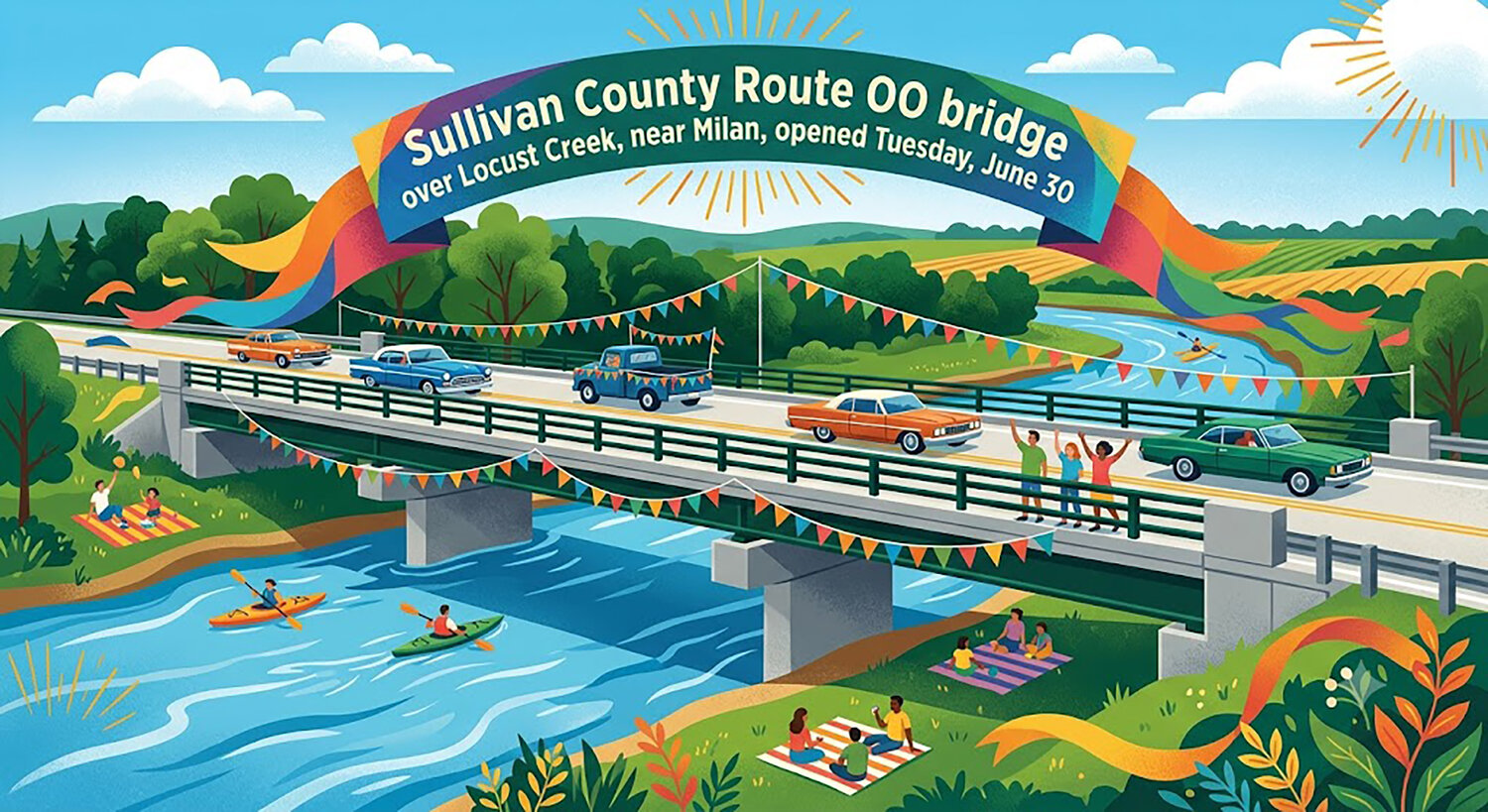 Sullivan County Route OO Locust Creek Bridge open