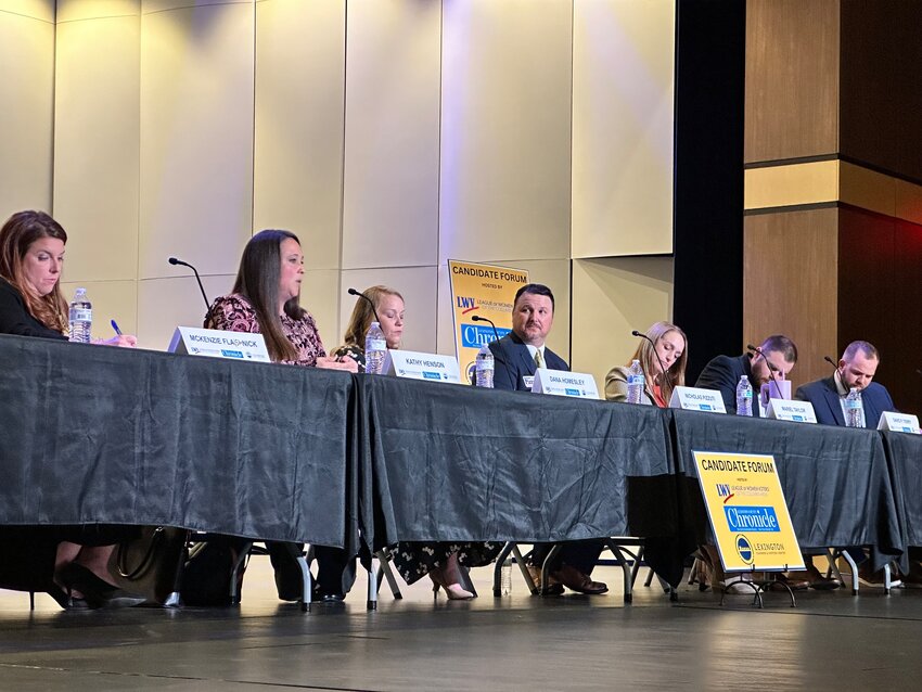 Seven Lexington County School District One Board candidates gathered for a forum at White Knoll High School Performing Arts Center on Oct. 21. The event was hosted by the Lexington Chamber and Visitors Center, the Chronicle and the League of Women Voters of the Columbia area.