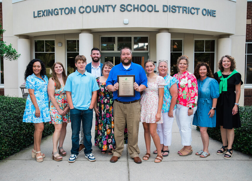 Albert Robertson with the Lexington Elementary School nomination team, including LES Principal Patrick Burnett, and Educational Foundation Executive Director Julie Anderson Washburn.