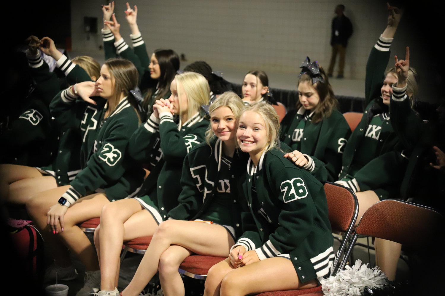The Dutch Fork cheerleaders in attendance at the Florence Civic Center.