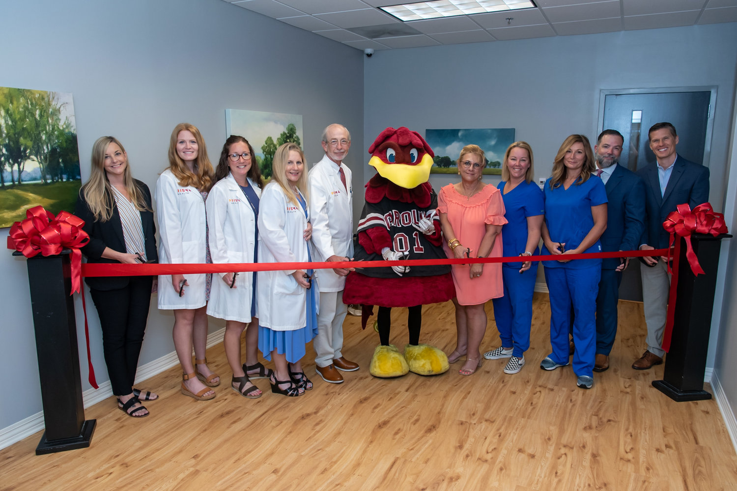 Cocky was on hand for the ribbon cutting at the newly opened Prisma Health Midwifery Care - Irmo.