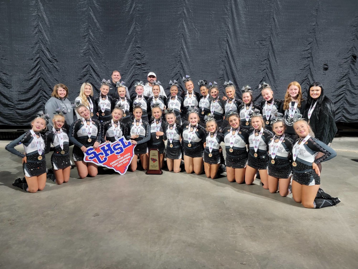 The Gray Collegiate Academy competitive cheer team after winning the S.C. High School League Class 2A title.