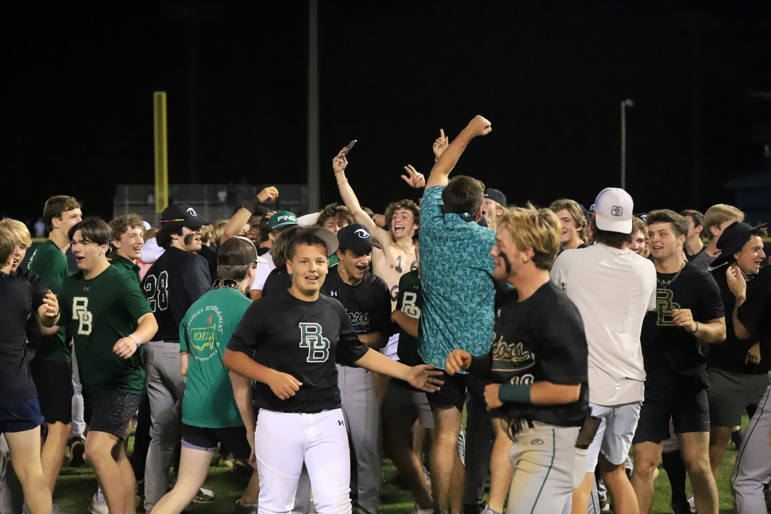 River Bluff students storm the field and join the players in celebrating the school's first ever state championship in baseball.