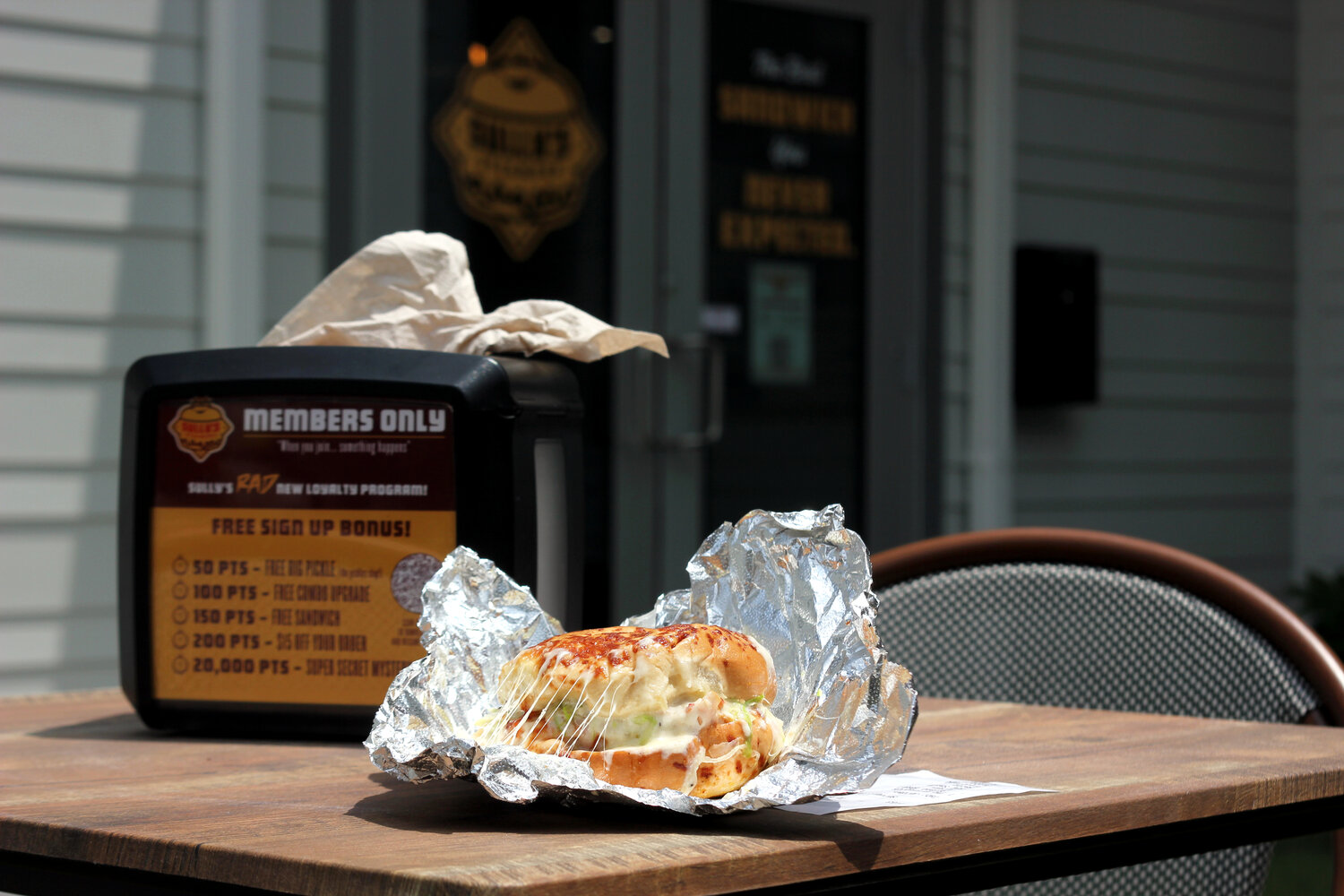 A Griswold waits to be consumed on the patio at the Columbia location of Sully's Steamers.