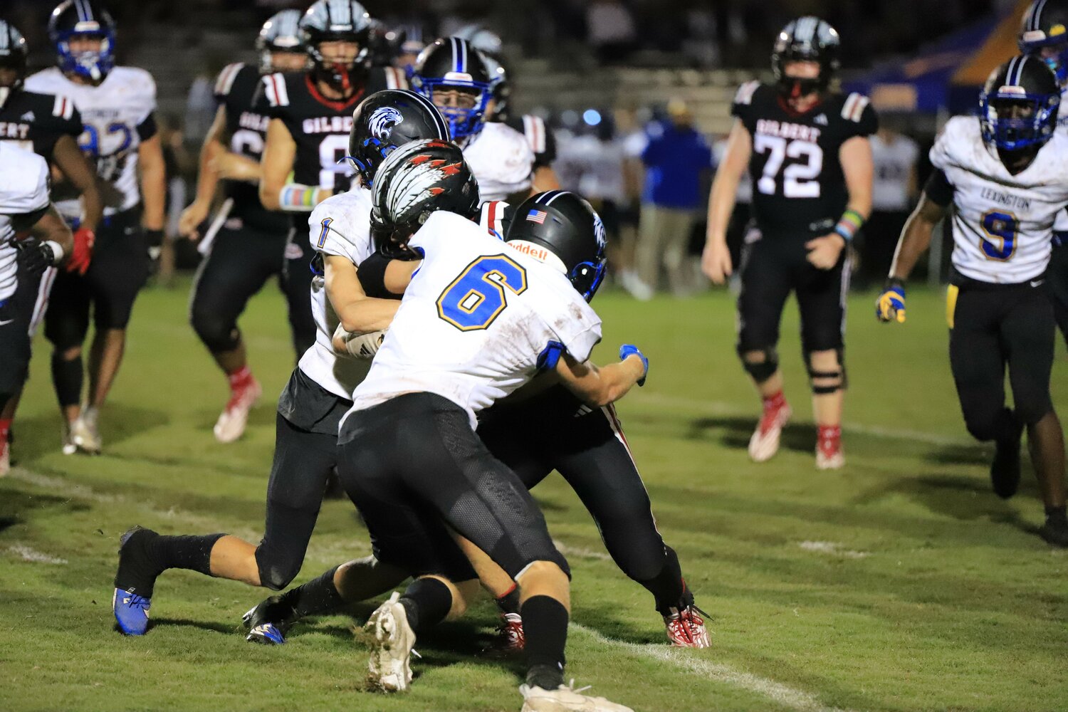 Duke Cleary and Jacob Gepfert team up for a tackle.