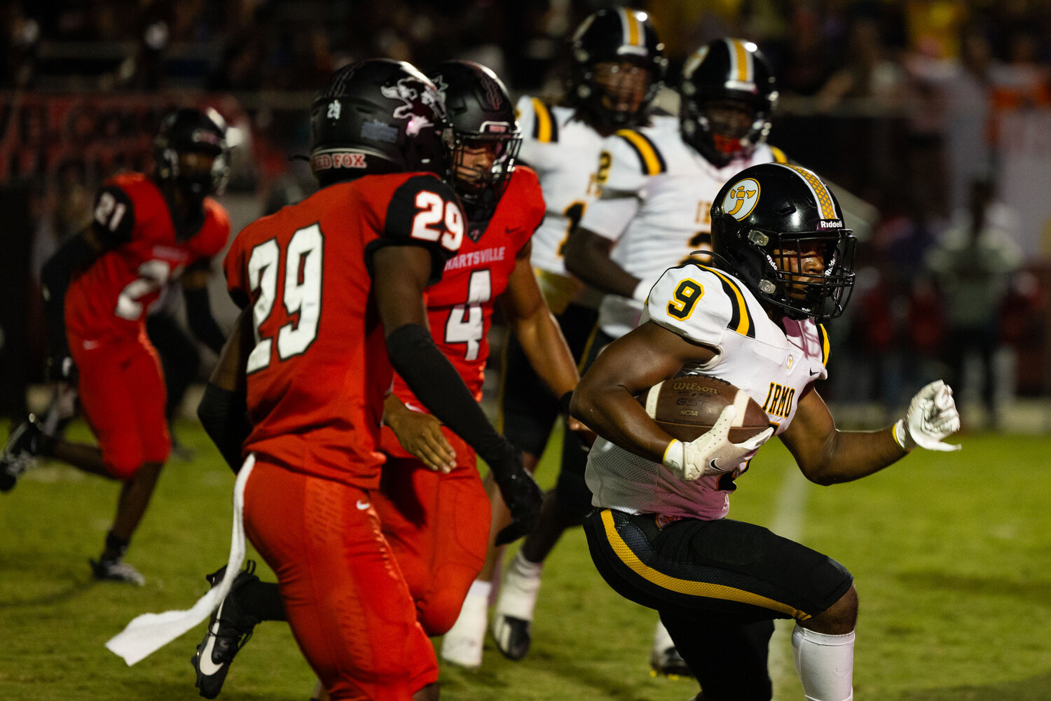 Irmo wide receiver Telvin Smith runs the ball down the field in the first quarter.