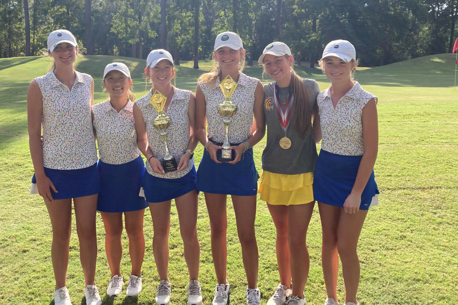 The Lexington High School girls golf team is currently ranked fourth in 5A. Pictured from left to right: Lillie Howell, Claire Kim, Karys Clampitt, Taryn Smoak, Brooke Burgess, and Adysen Langdale