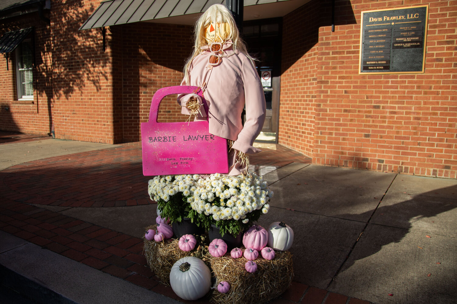 The Davis Frawley Law Firm entry into the Town of Lexington's downtown scarecrow contest