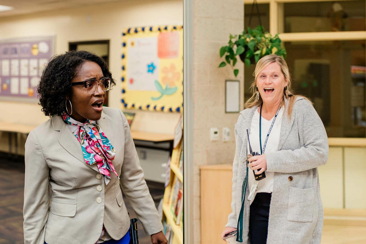 Red Bank Elementary's Tomeka Love and River Bluff High's Meg Huggins were surprised with their recent honors, as they were named the Elementary Assistant Principal of the Year and the Secondary Assistant Principal of the Year, respectively, for 2024 by the state Association of School Administrators.