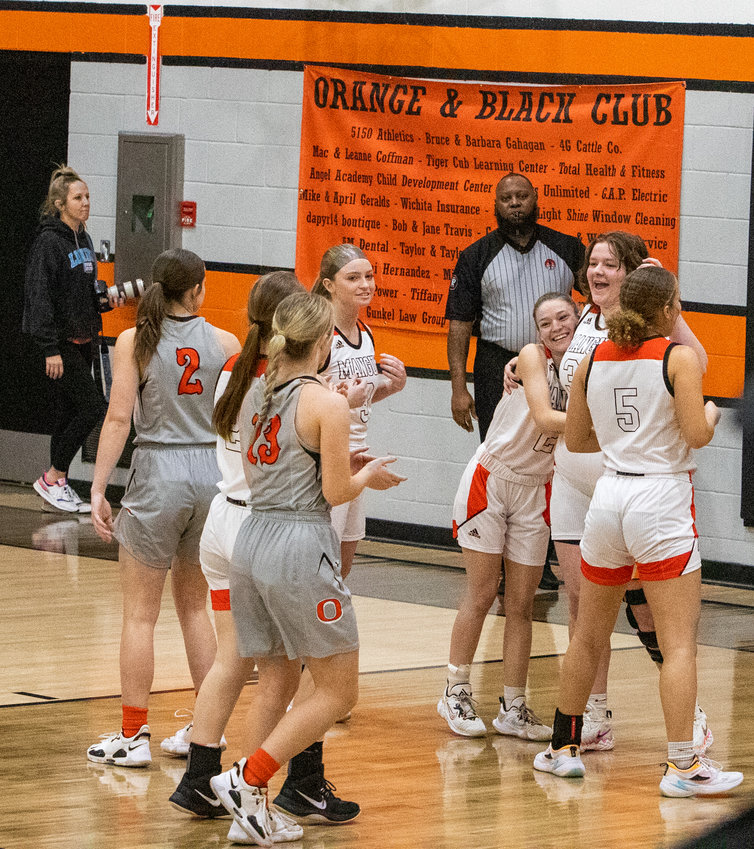 Both Lady Tigers and Merritt celebrated Senior Ryleigh Woodson&rsquo;s brief return to the court Friday for Senior Night. Woodson was injured during the preseason with a torn ACL.