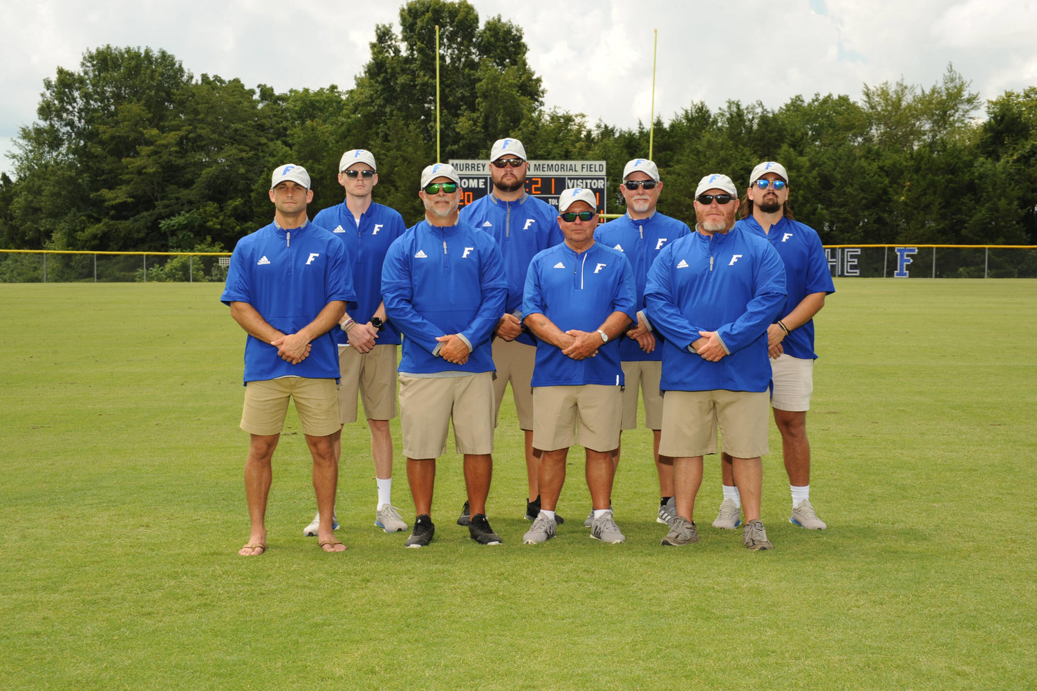 The 2020 Forrest coaching staff front row from left are, Jacob Daughrity, Kyle Stacey, Larry Chatman, and Jeremy Austin. Back row from left are, Tony Johnson, head Coach Eli Stephenson, Jason Hill, and Zach Russell.