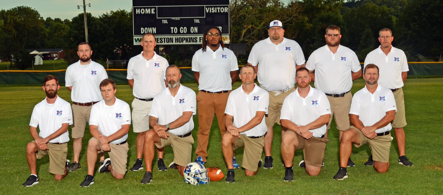 The 2020 MCHS coaching staff. Front row from left are, Hunter Newton, Kevin Hull, Ronny Shirey, Head Coach Thomas Osteen, Nathan King, and Josh Beddingfield. Back row from left are, Joel Hudson, Jake Barnes, Blair Conger, David Grogan, John Osteen, and Danny Pickle. Not Pictured: Waymond Boyd.