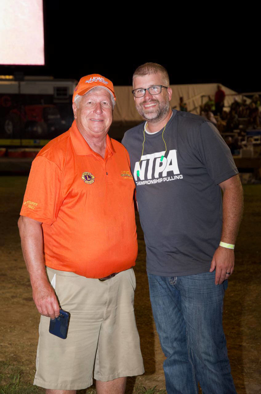 Longtime on-track announcers Butch (left) and Miles Krieger, along with brother Jeremy (not pictured) will take over the announcing duties for this year’s Super Pull of the South.
