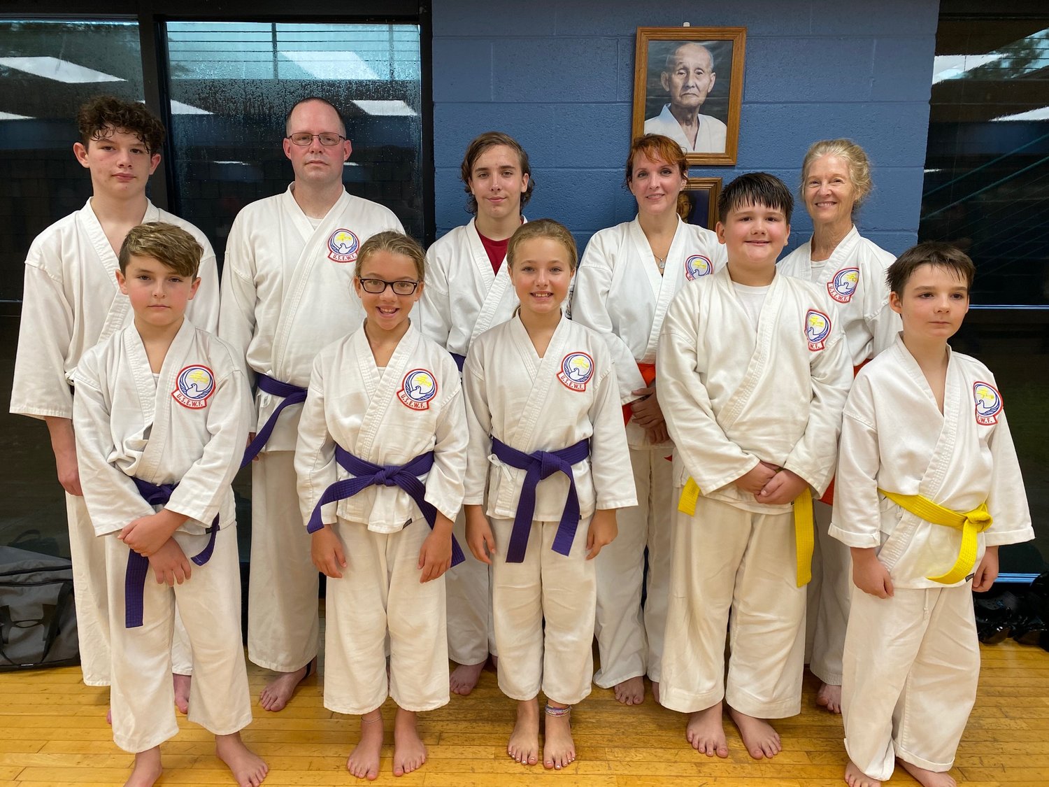 Students who recently earned new belts are (first row) Grayson Tidwell, Landry Smith, Ava Tidwell, Brennon Bagsby, and Asher Nichols; (second row) Jacob Rigsby, Wayne Parker, Sam Latham, Nicole Latham, and Theresa Brown.