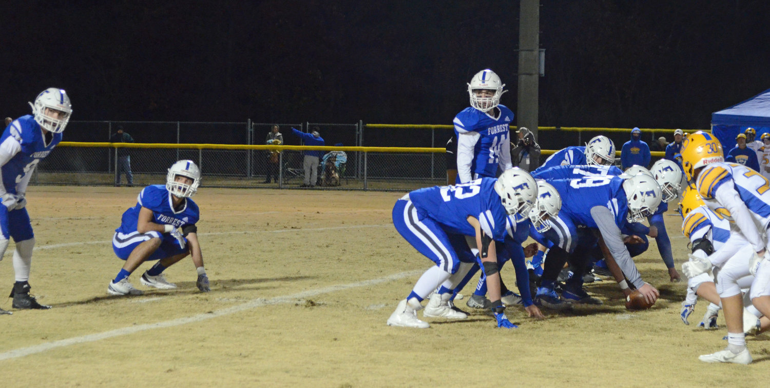 The Rockets’ offense gets ready to run a play versus the Panthers in the first half.