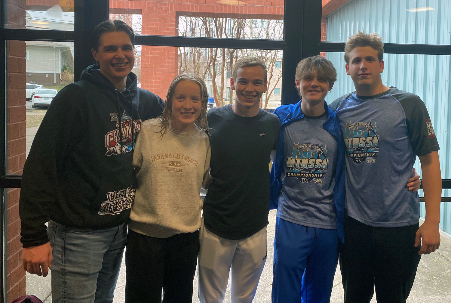 High school swimmers who competed in the region meet on Friday were Tyson Ries, Alli Wells, Hayden Milligan, Aidan Hurt and Tyler Kauffman.