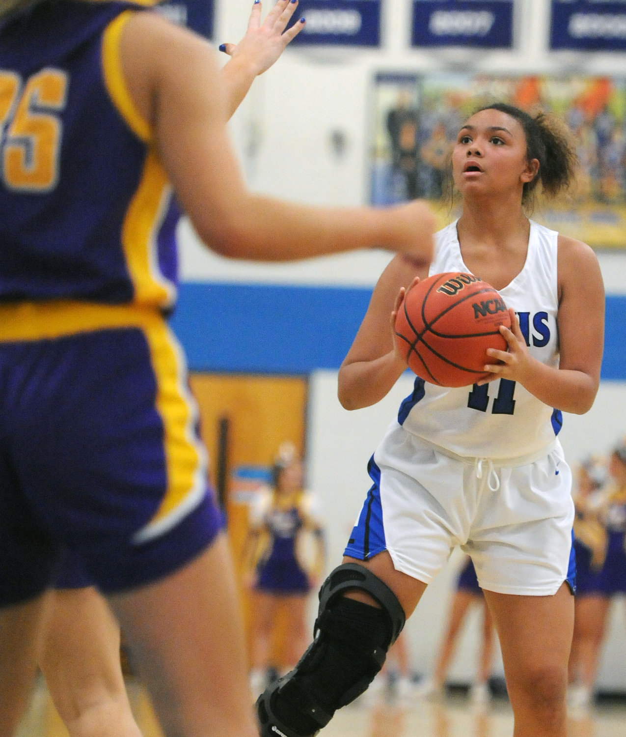 Demiyah Blackman squares up and fires off a 15-footer. She led the Tigerettes with 10 points on Tuesday.