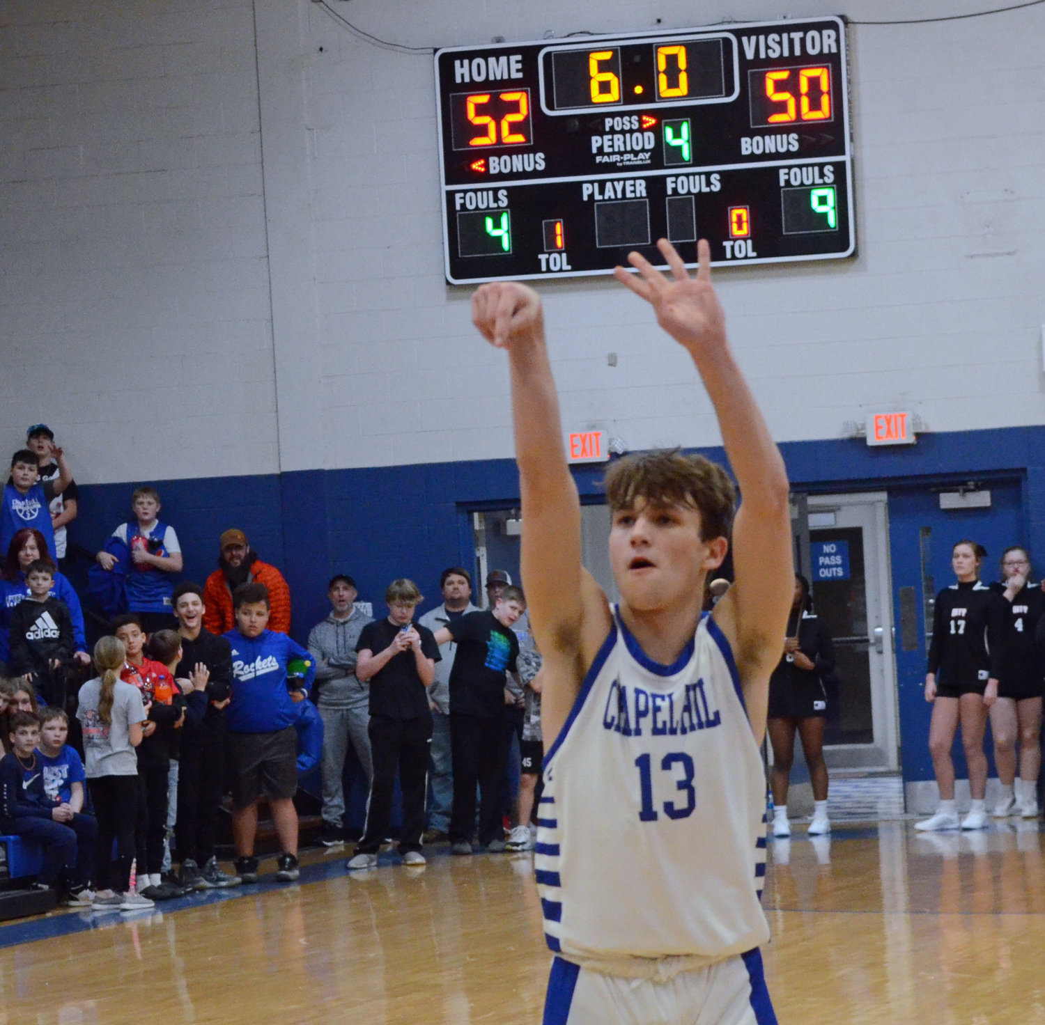 Senior Deason Jones nails two more free throws to give Forrest a three-point lead with six seconds left in the 53-50 senior night win Thursday night at Chapel Hill.