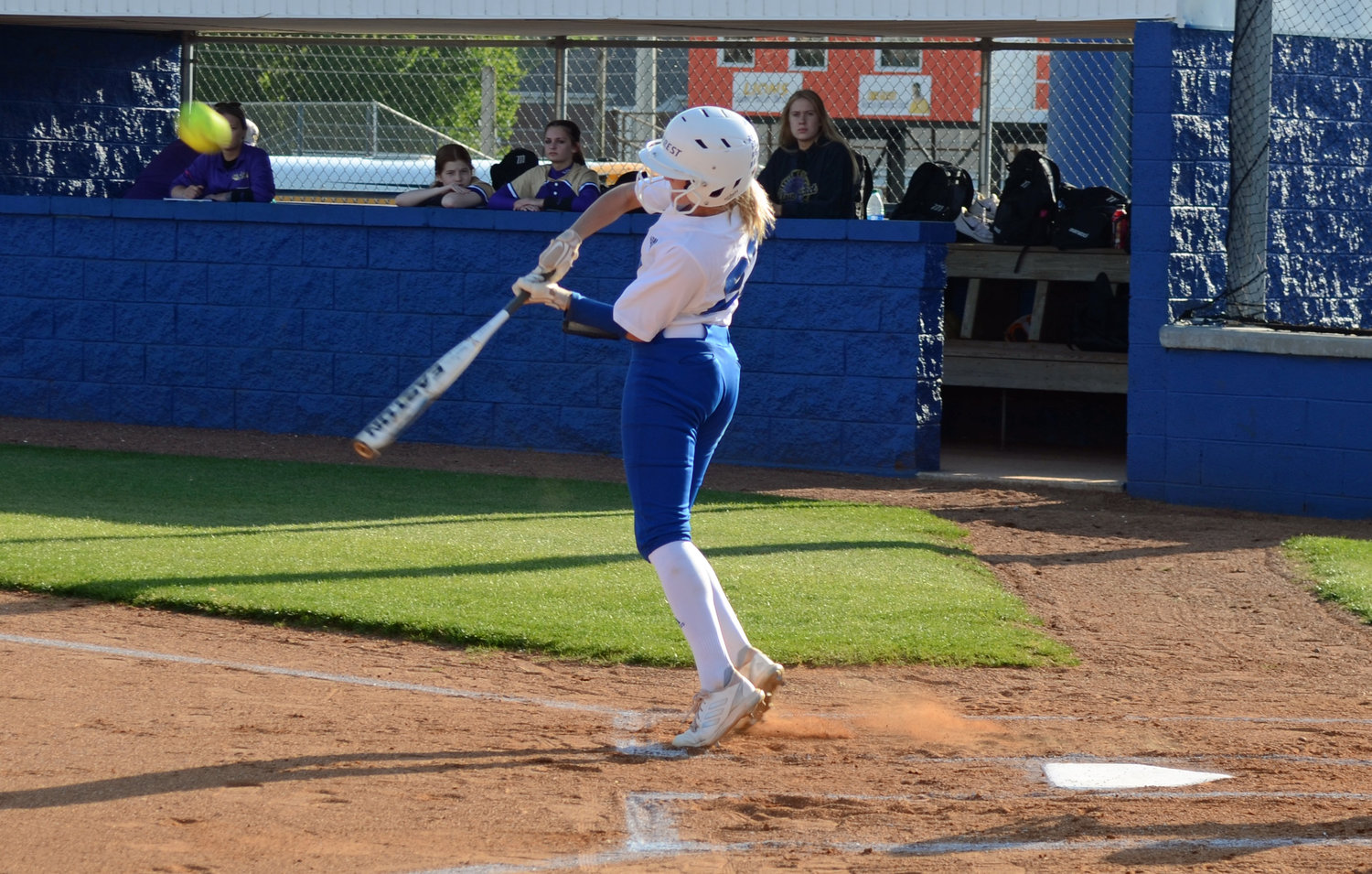 Macyn Kirby went a perfect 3-for-3 at the plate for the Lady Rockets.