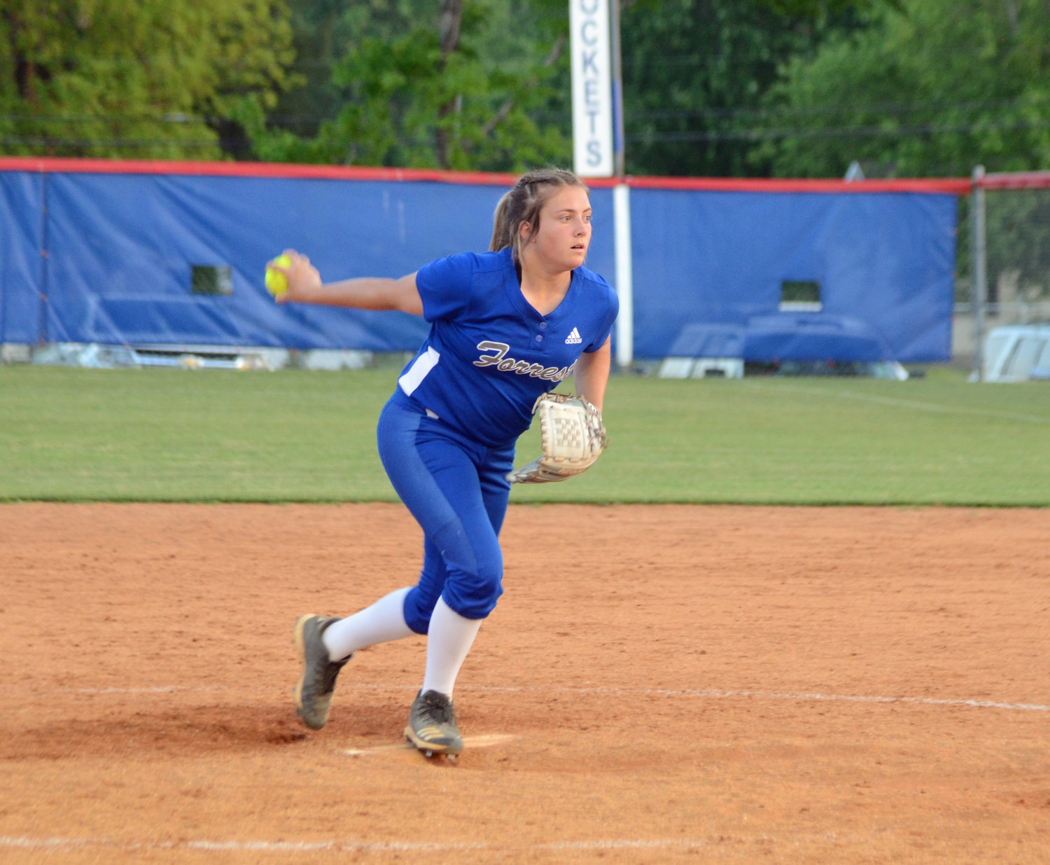 Julie Williams picked up the win in the circle for the Lady Rockets, tossing four shutout innings to end the game.