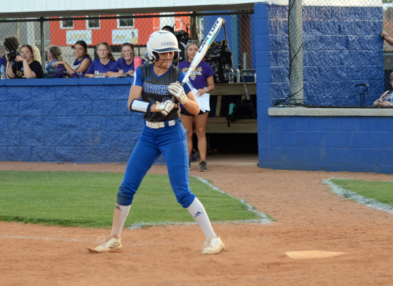 Maggie Daughrity had a productive game at the plate and turned in her usual outstanding performance in right field for Forrest.