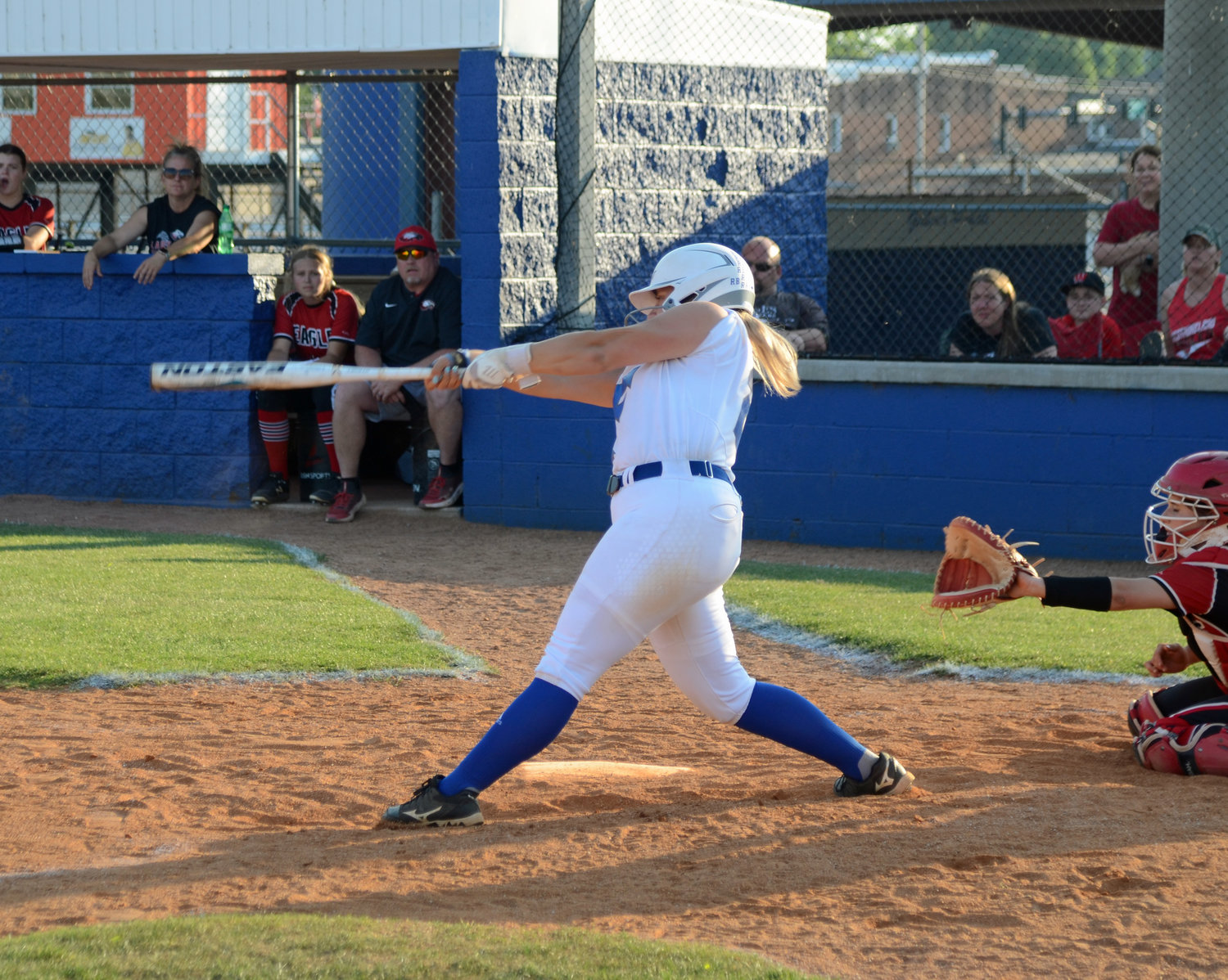 Sophomore Leslie Bartoli rips the go-ahead base hit in the bottom of the sixth inning for the Lady Rockets, who beat Westmoreland 5-2 to advance to next week’s Spring Fling XXIX in Murfreesboro.