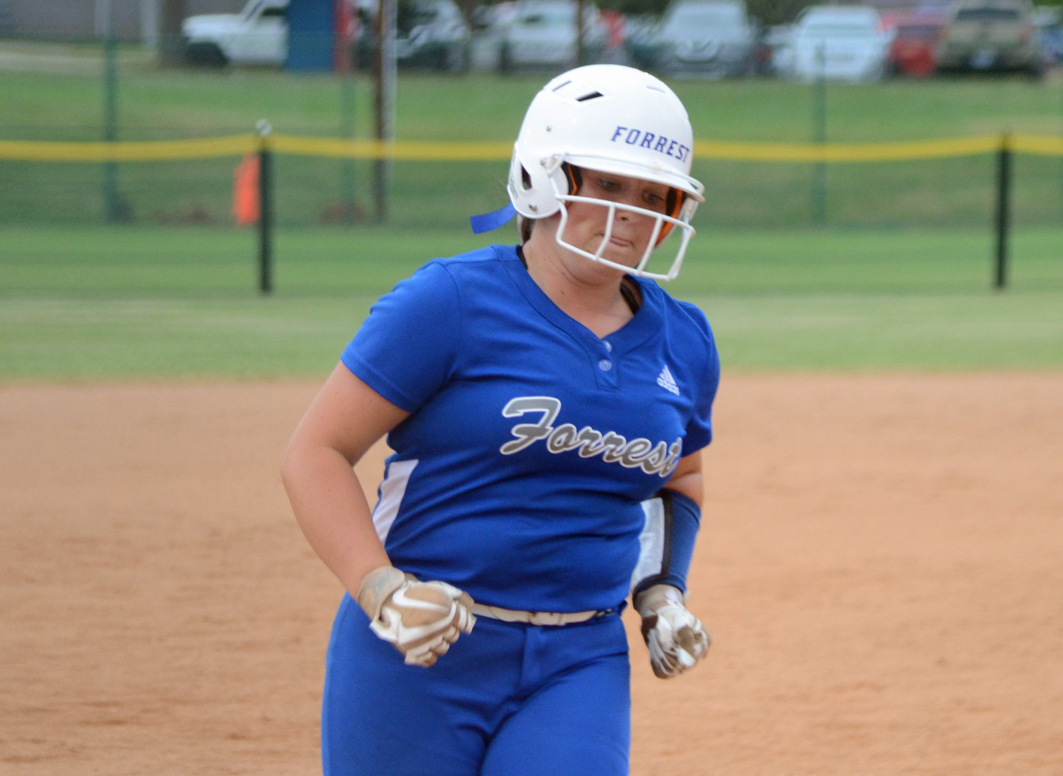 Forrest junior Carli Warner is in her homerun trot after belting the game tying two-run bomb in the fourth inning versus Meigs County in the first round win at Spring Fling XIX at Murfreesboro Tuesday night.