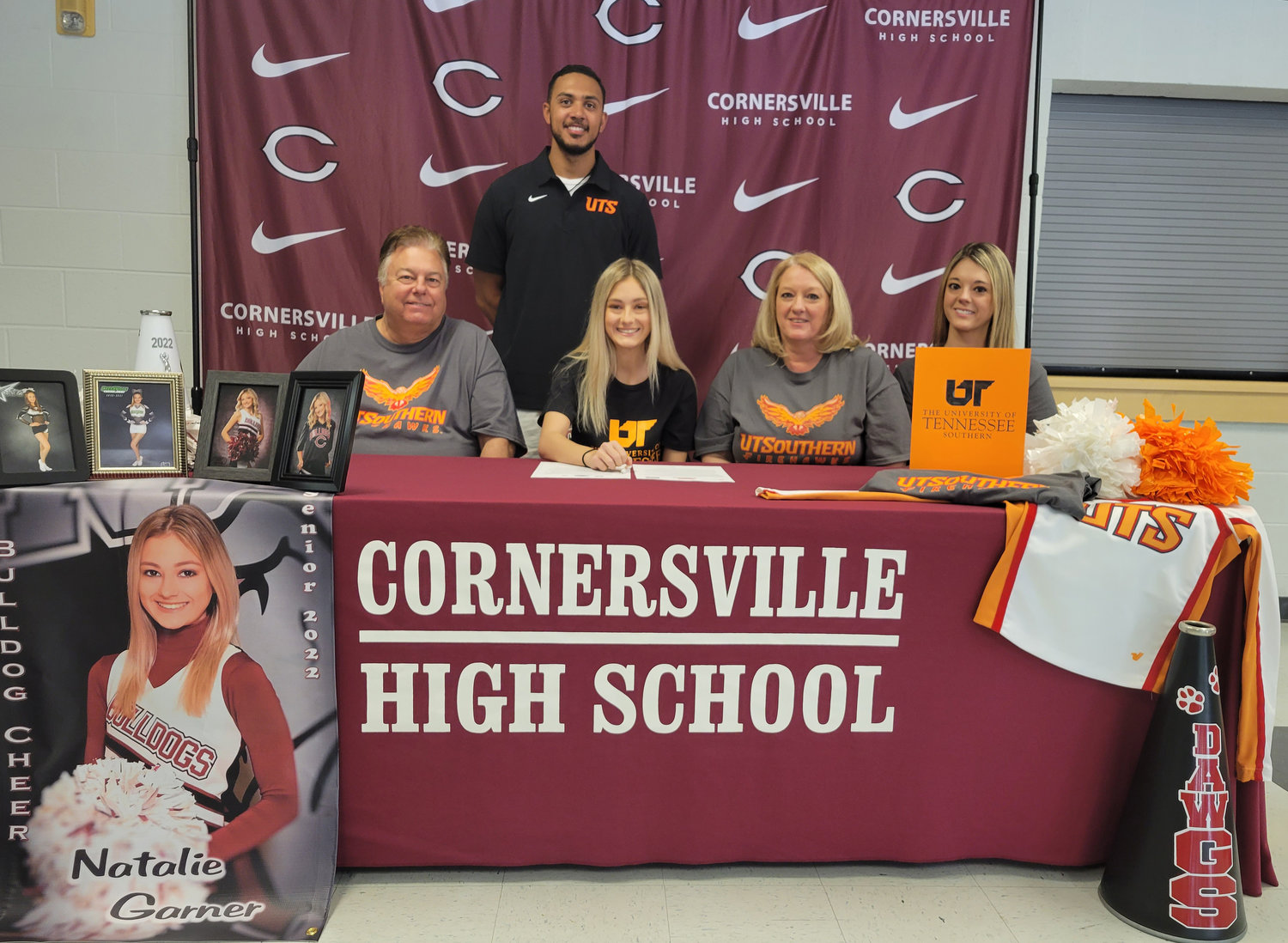 Natalie Garner signs her letter of intent to continue her cheerleading career at UT-Southern.