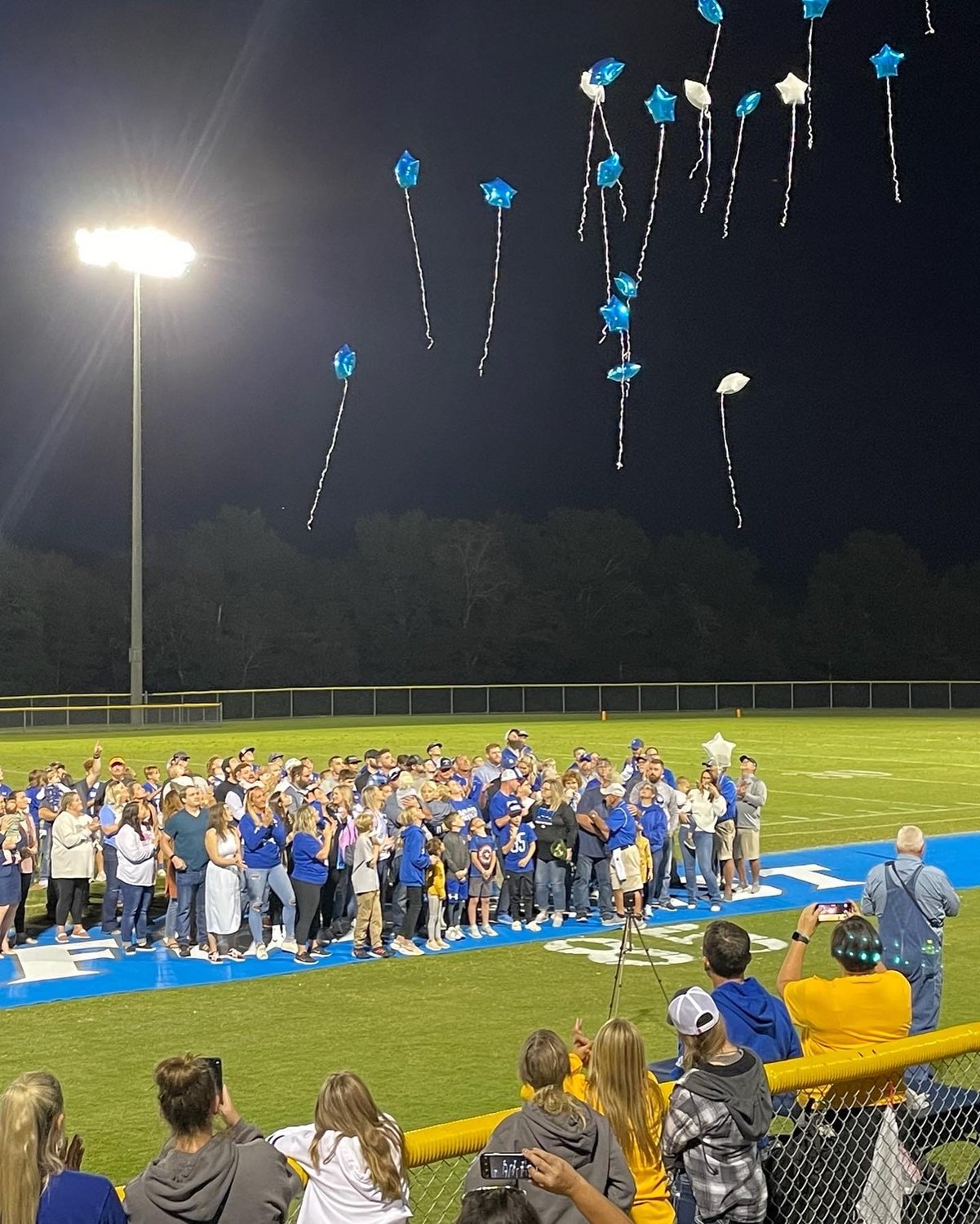 During the moment to honor Chad Franklin, the community released balloons in his honor.