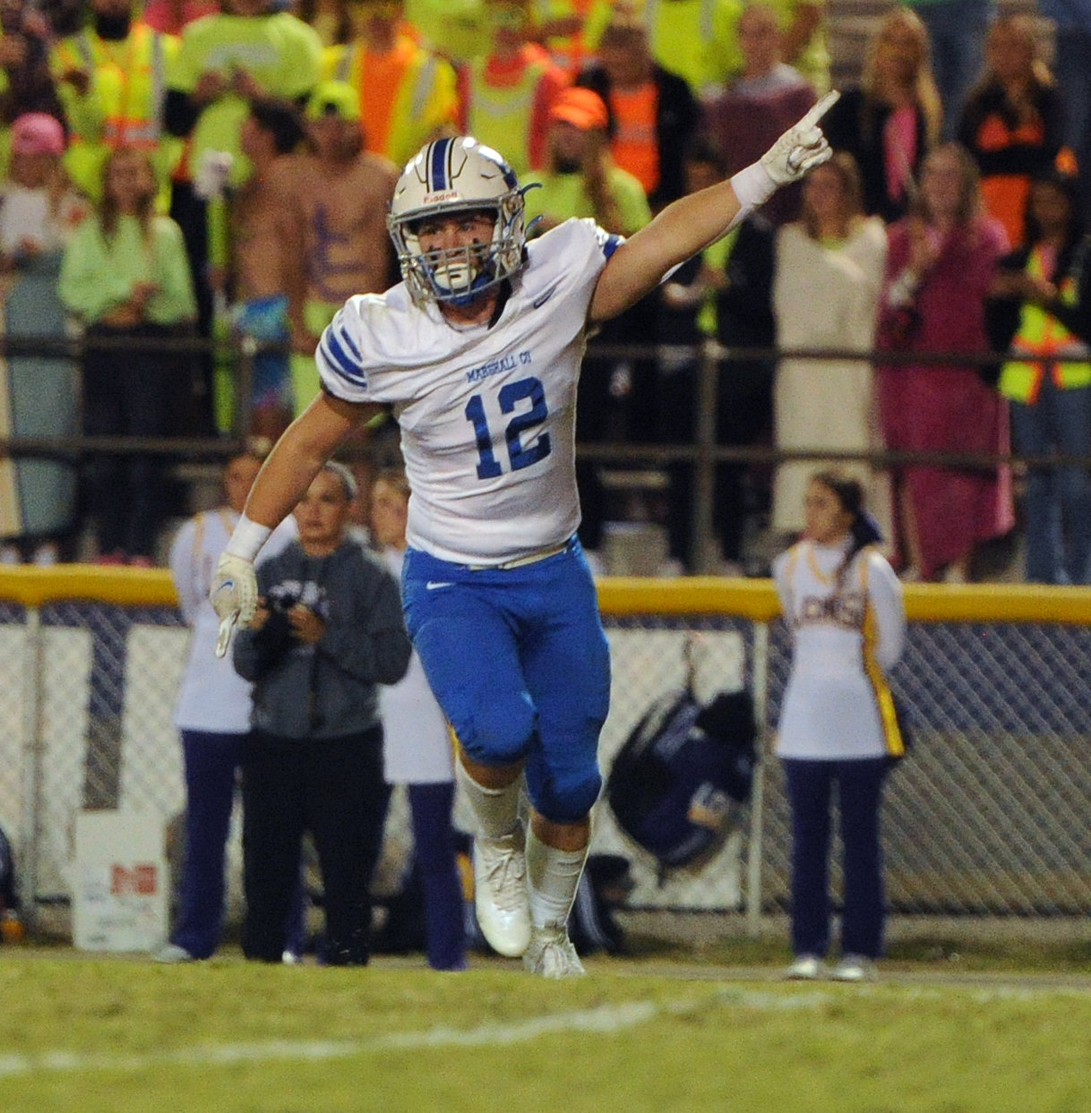 Trey Warner celebrates after the Tigers recovered a fumble against Lawrence County.