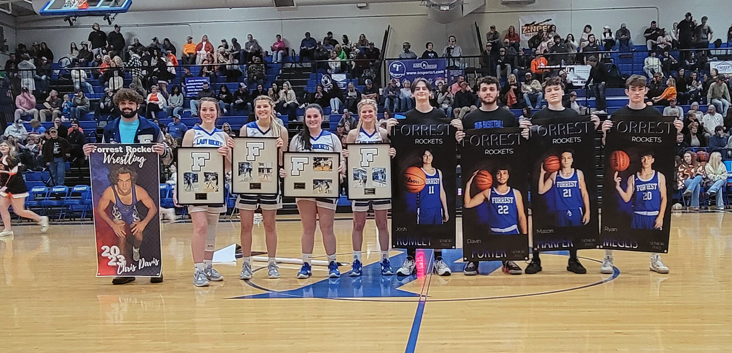 In between both games on Friday night against Cascade, Forrest honored its senior basketball and wrestling class.