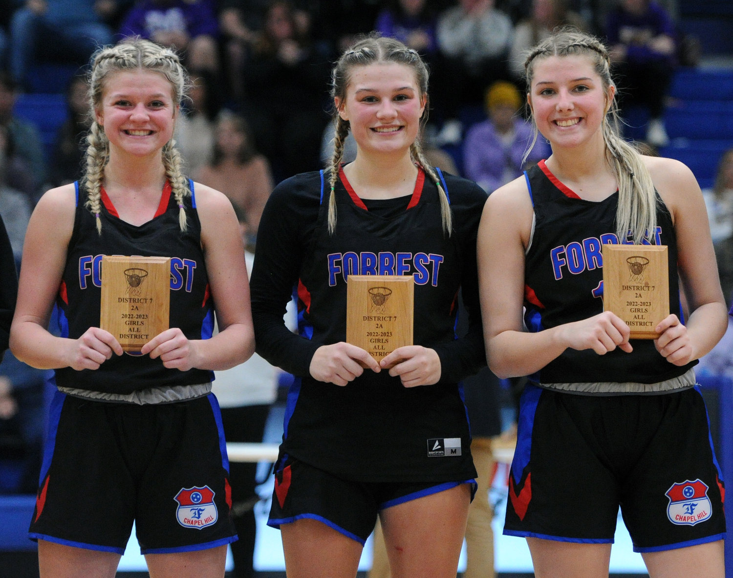 Three Lady Rockets earned season awards for their efforts this year. Earning All-District honors are (from left) Macyn Kirby, Kinslee Inlow and Megan Mealer. Kirby and Inlow also earned All-Tournament honors as well.